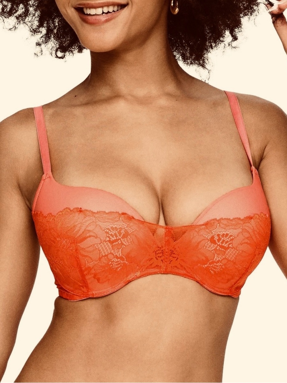 Adore Me Coral Lace Balconette Bra